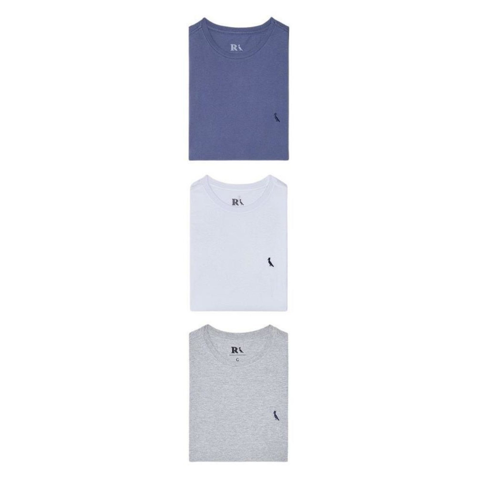 Kit 3 Camisetas Pica Pau Bordado Gota Reserva Azul Marinho