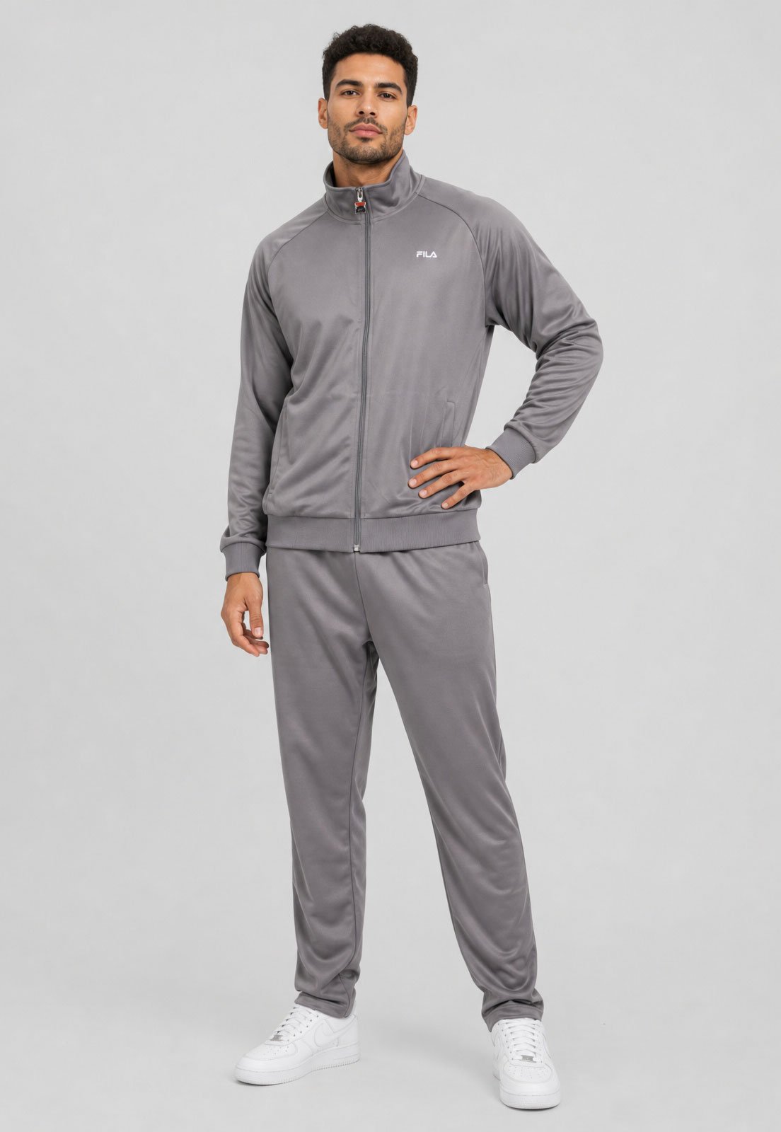 Conjunto de Agasalho Masculino Fila Cinza Claro