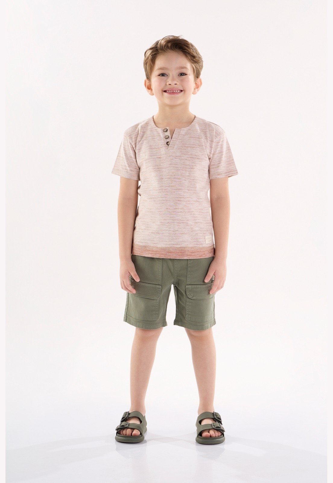 Infantil - Conjunto com Camiseta e Bermuda para Menino Up Baby Marrom