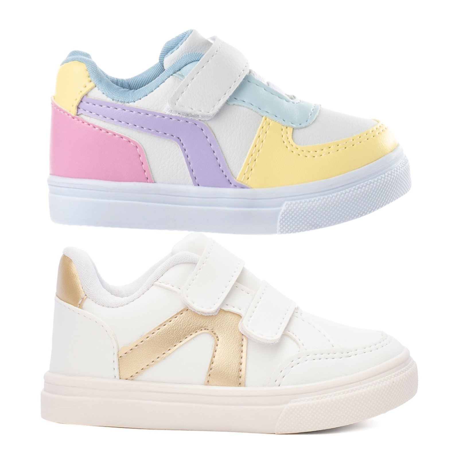 Infantil - Combo 2 Pares Tênis Casual Menina Funfy 3475A Dourado