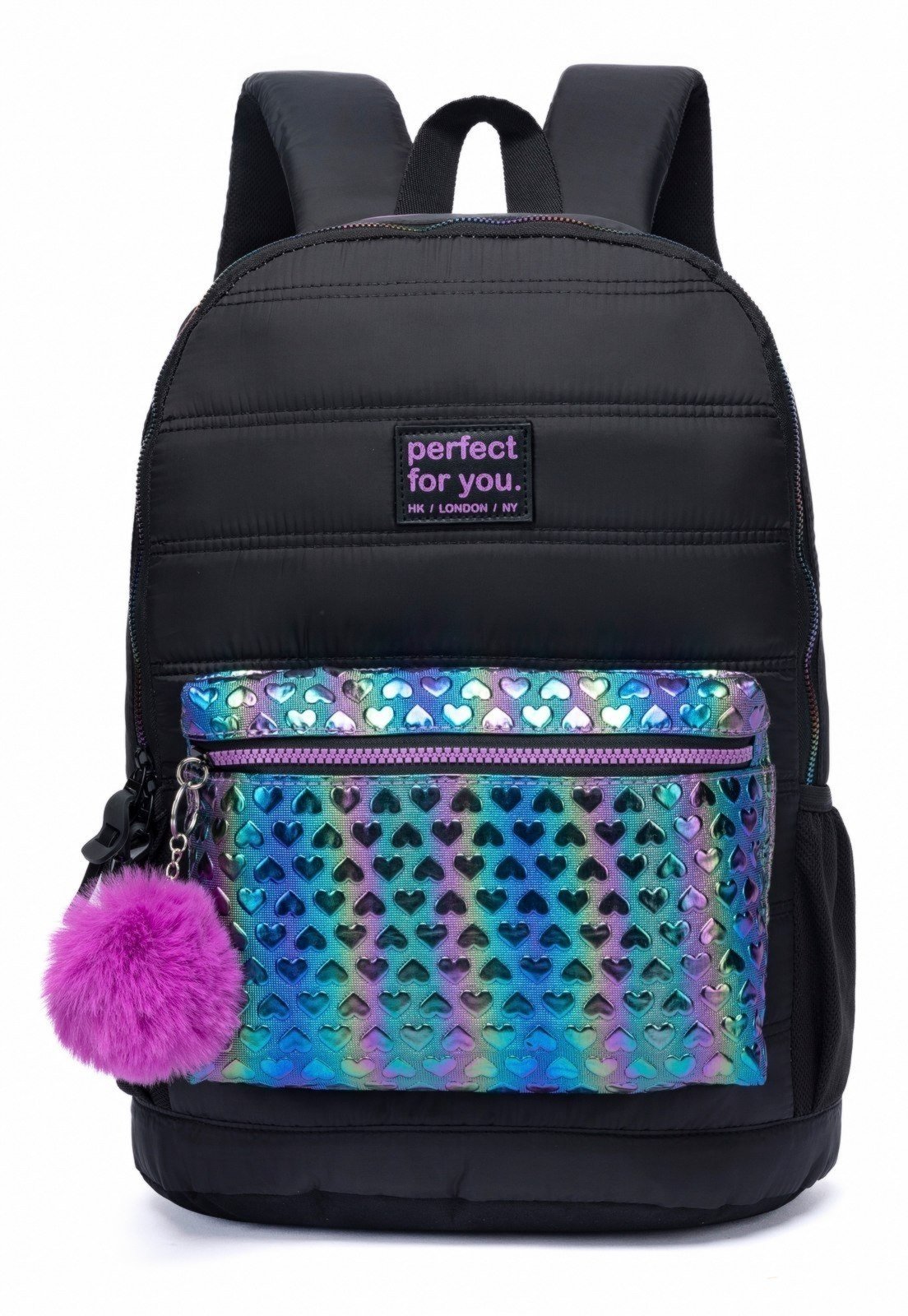 Vista 2 Infantil - Mochila Escolar Feminina Casual Notebook Espaçosa Reforçada Perfect For You preto Perfect For You preto