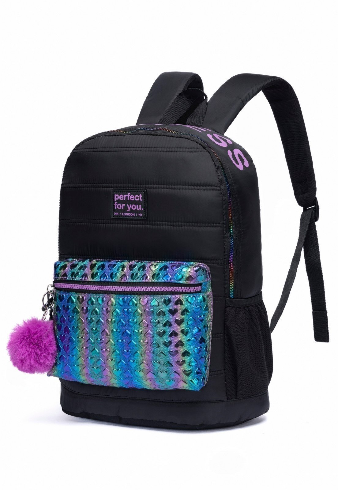 Vista 3 Infantil - Mochila Escolar Feminina Casual Notebook Espaçosa Reforçada Perfect For You preto Perfect For You preto