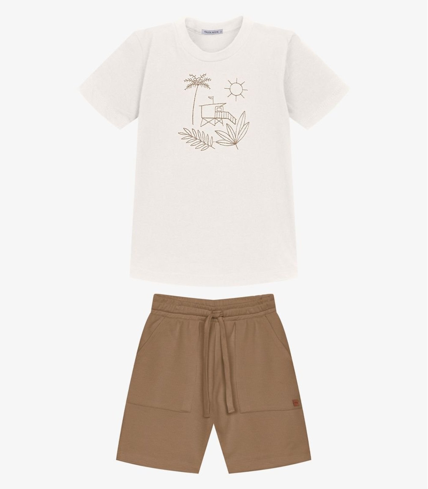 Infantil - Conjunto Camiseta Com Bermuda Trick Nick Bege