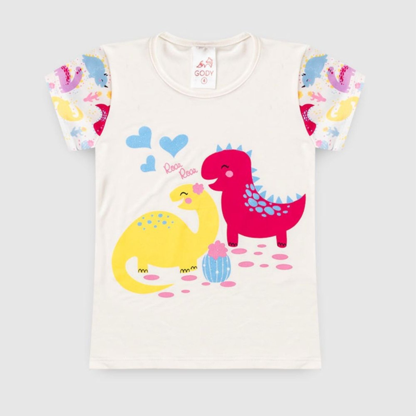 Vista 3 Pijama Menina Roar Roar Dino - Basbei Babei no Look unico Babei no Look unico