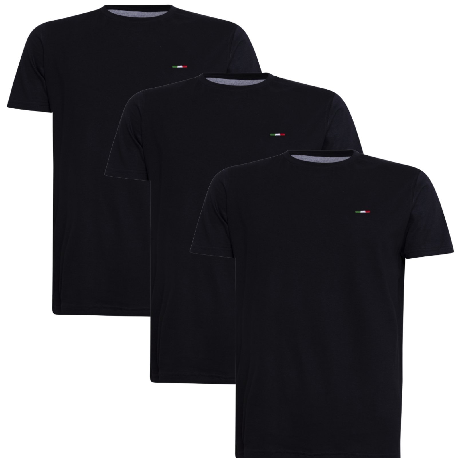 Kit 3 Peças Camisetas Básicas Masculina Industrie em Algodão Premium no Estilo Tommy Bordado França Preto
