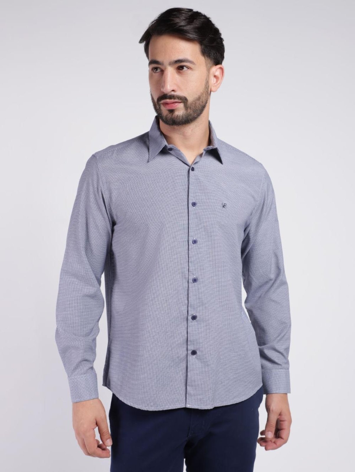 Vista 2 Camisa Manga Longa Elétron Masculina MARINHO azul Elétron azul