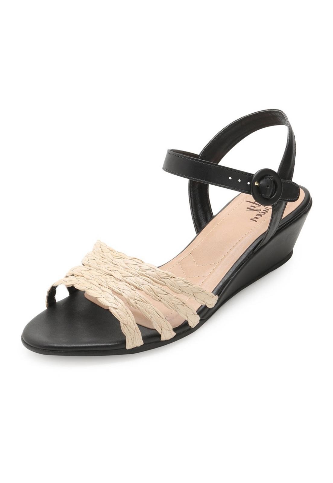 Sandália Lady Queen AM19-1170 Bege-Preto