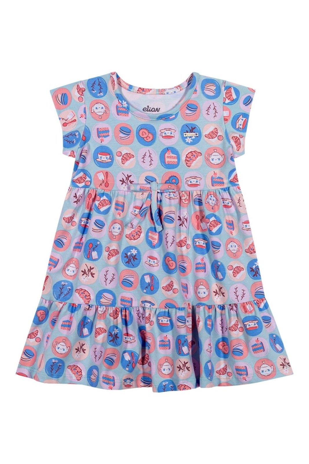 Infantil - Vestido Menina Cotton Estampado Elian Azul