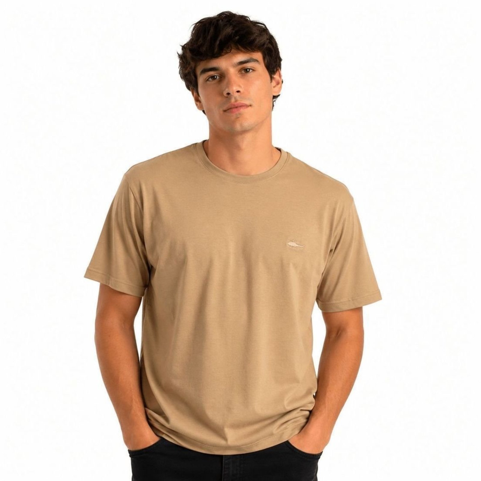 Camiseta Masculina Sallo Slim Fit Âmbar 1157 - Bege - Sallo