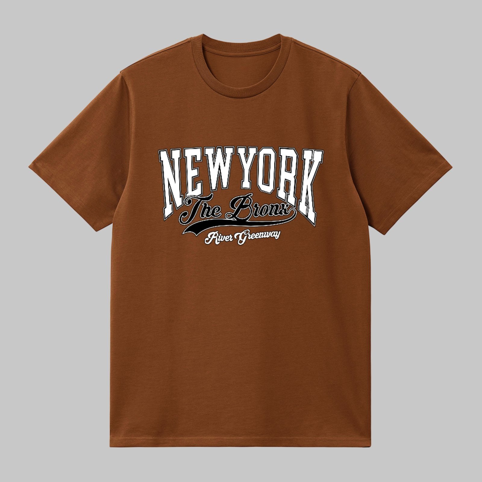 Camiseta Básica New York Bronx Vintage City Unissex Marrom