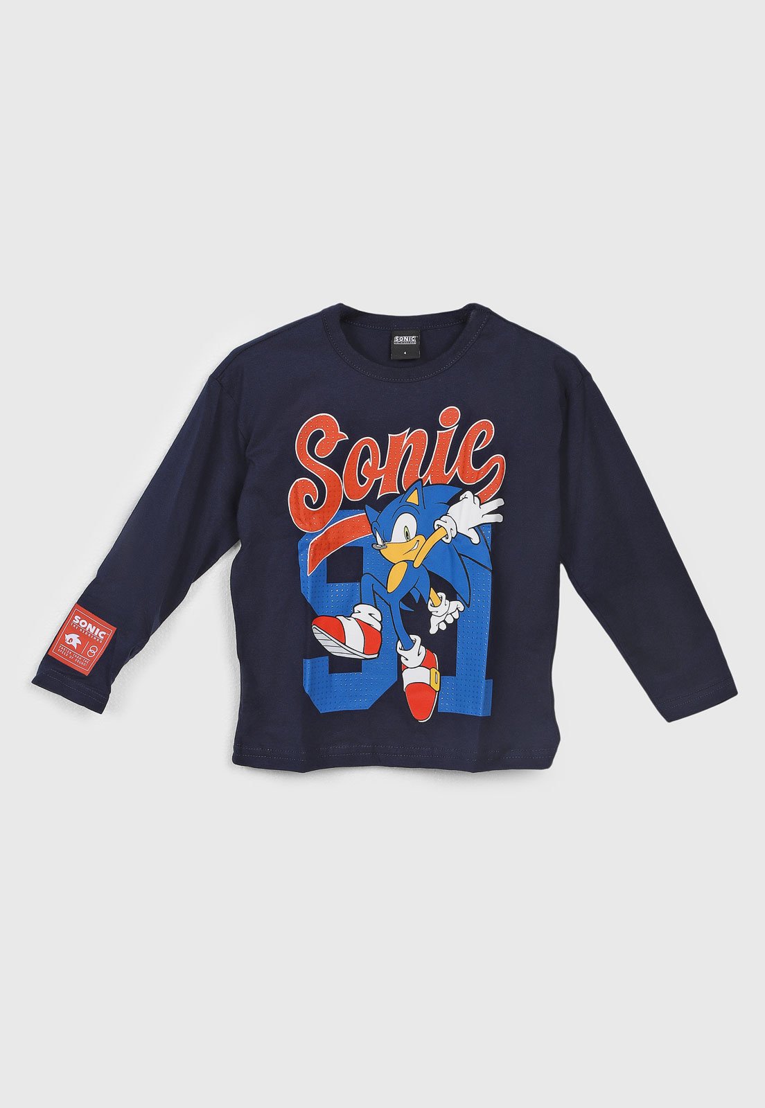 Infantil - Camiseta Brandili Estampa Sonic Azul Marinho