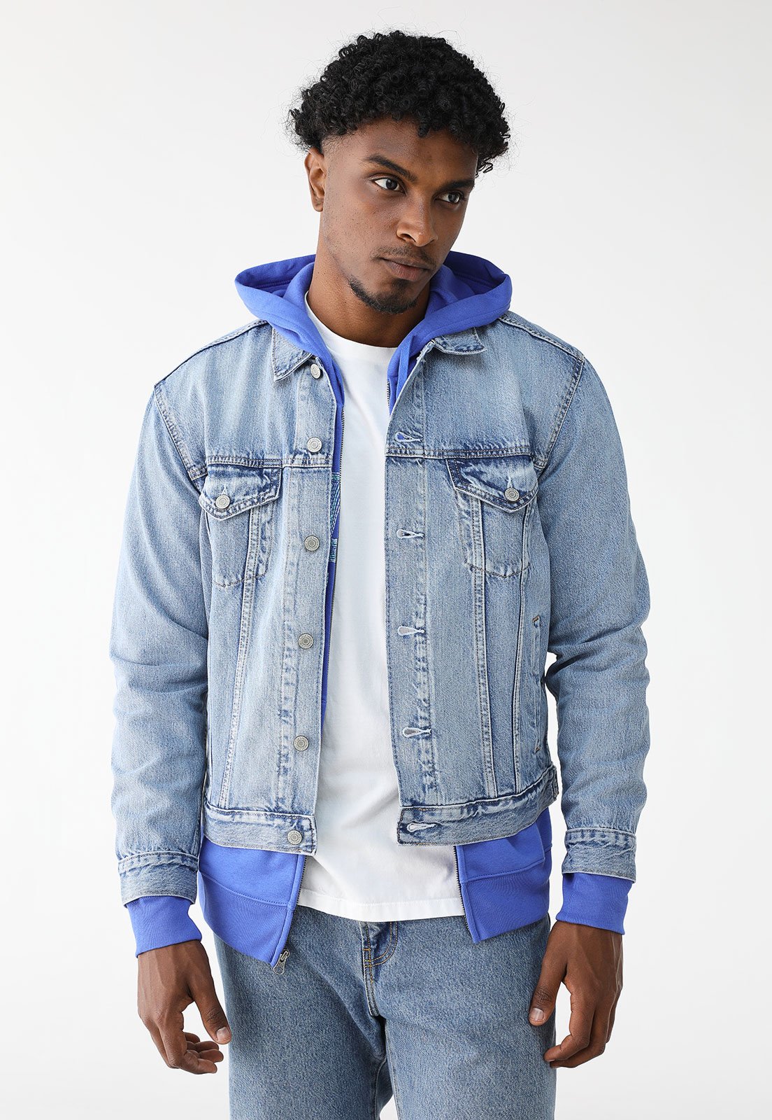 Jaqueta Jeans GAP Reta Estonagem Azul