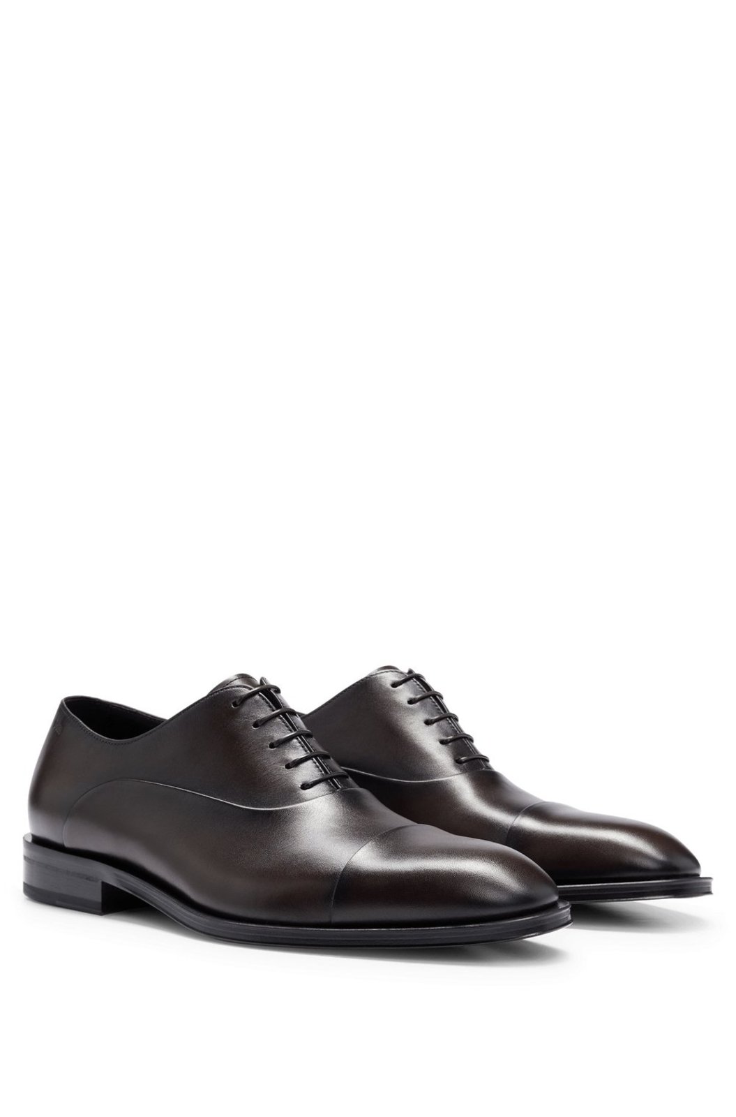 Sapatos Oxford De Couro Italiano Com Marca Marrom - 9.5