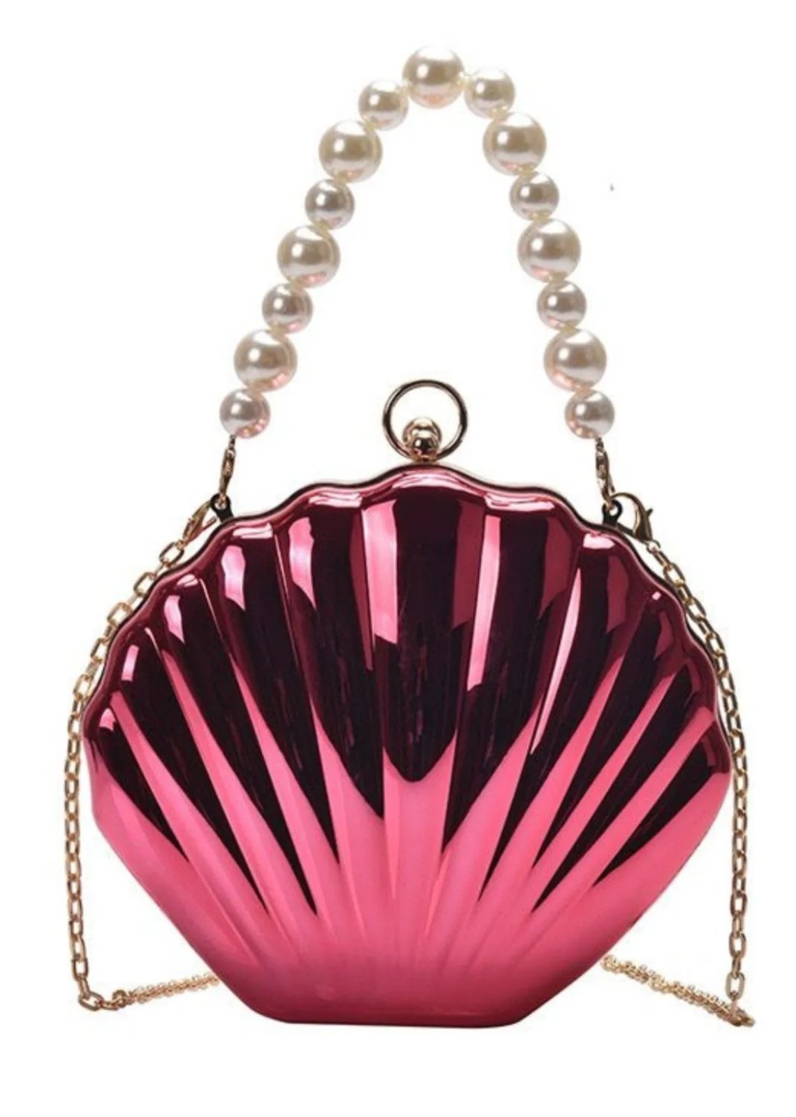 Bolsa Clutch Festa Concha Metal Cia do Vestido Rosa