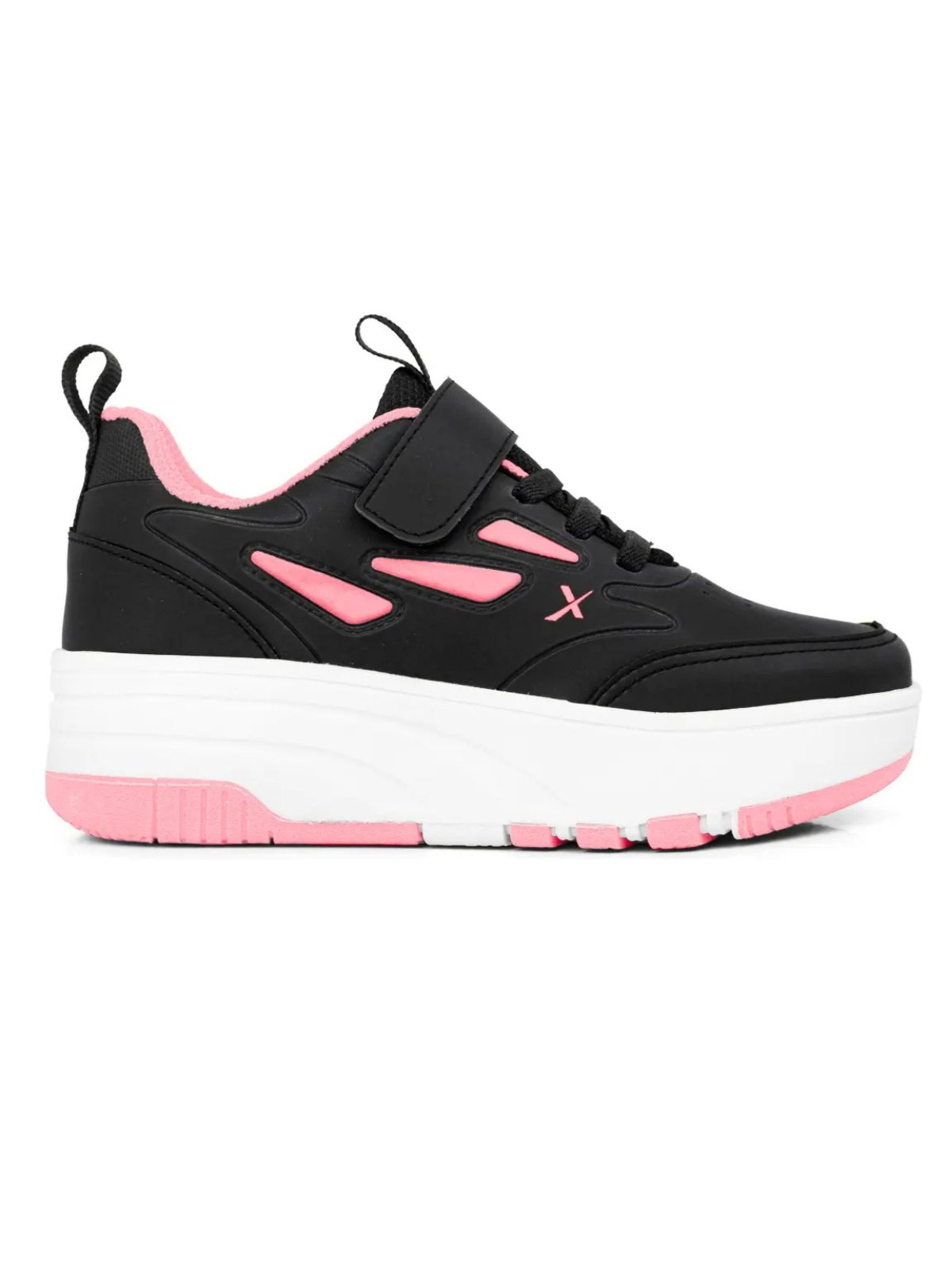 Infantil - Tênis Masculino De Rodinha Miuzzi Para Diversão Com Rodas e Chave Cor Preto e Rosa