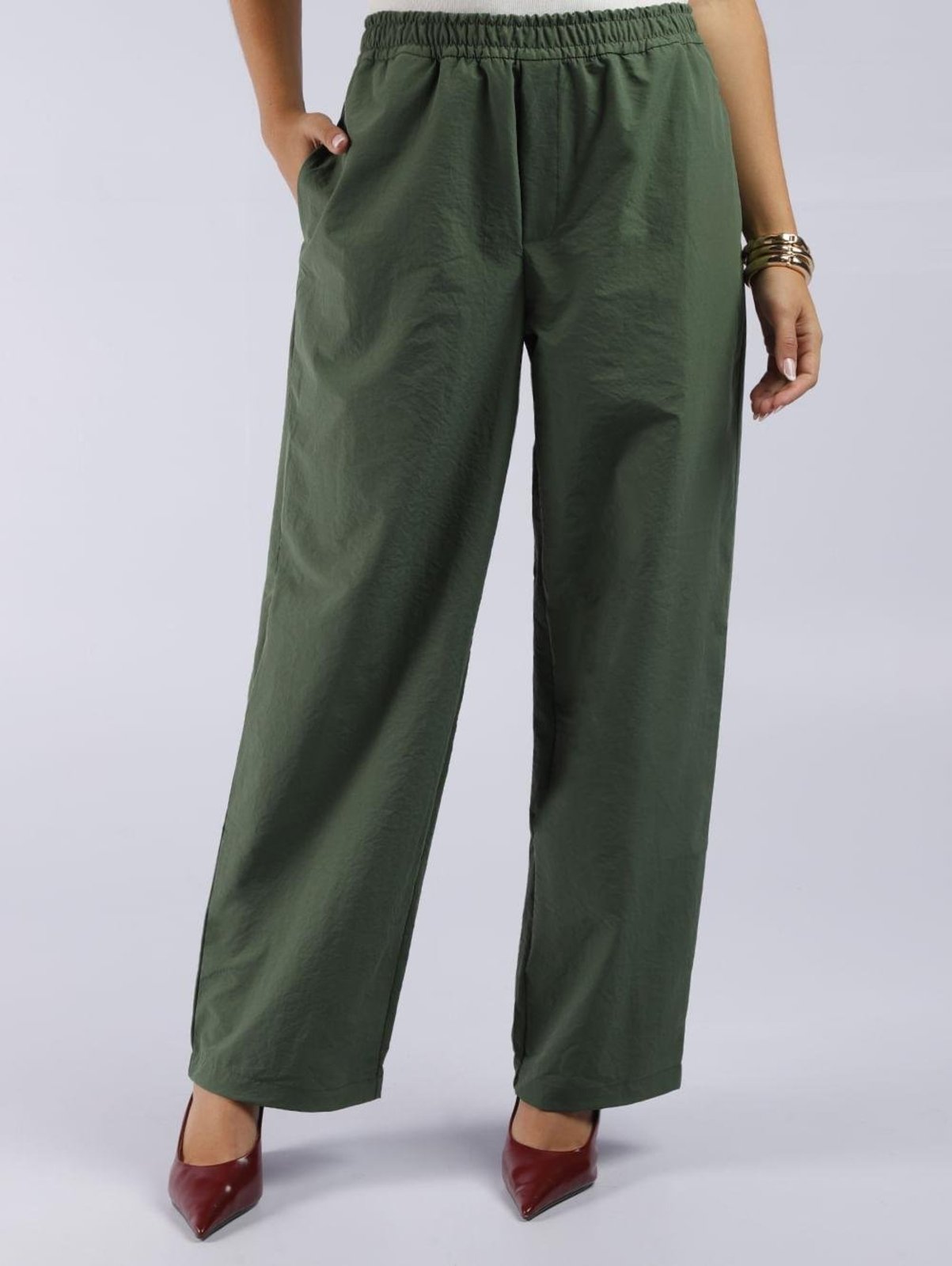 Calça Feminina Autentique Balloon Nylon Verde Cós Elástico