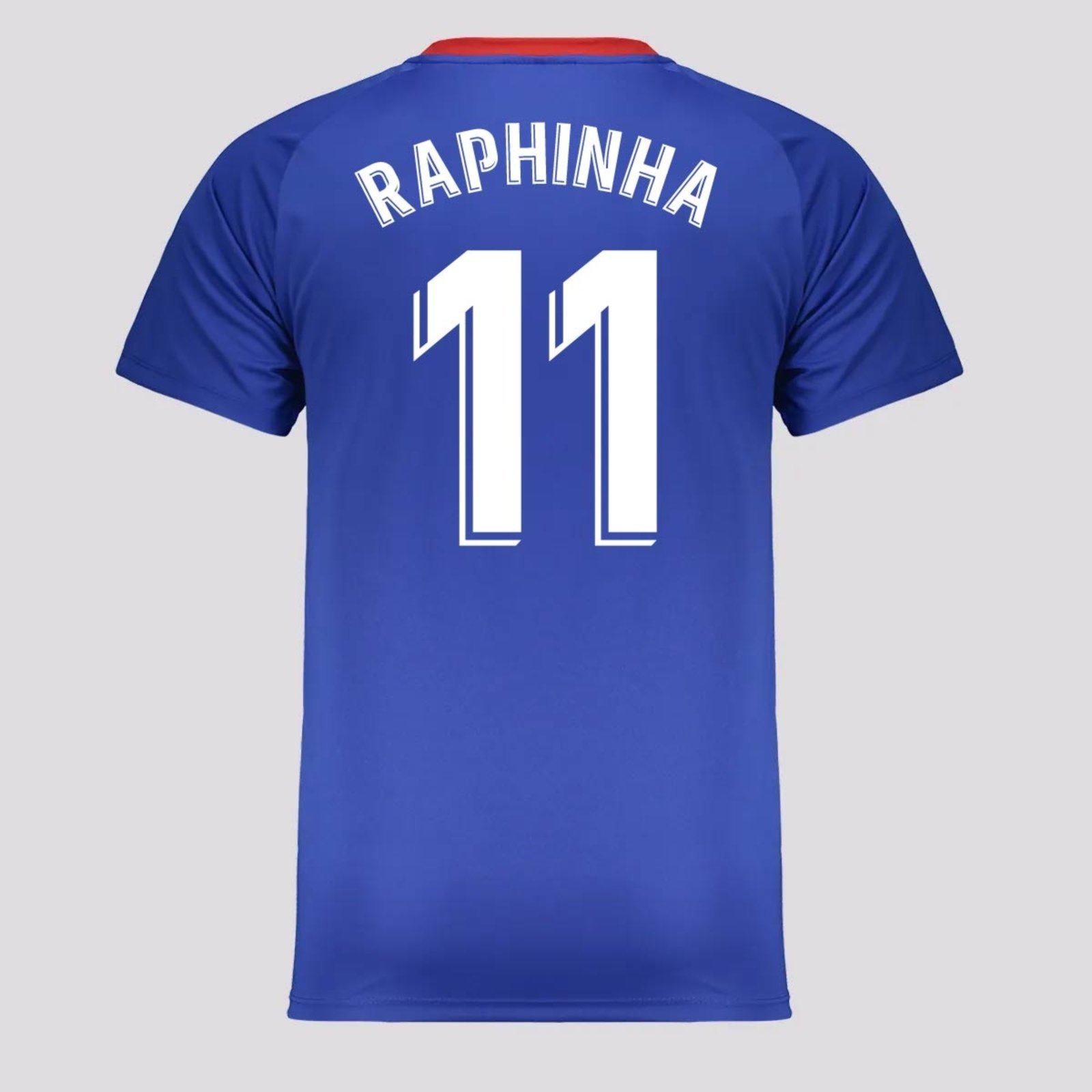 Camisa Barcelona Dryfit 11 Raphinha Azul e Vermelha