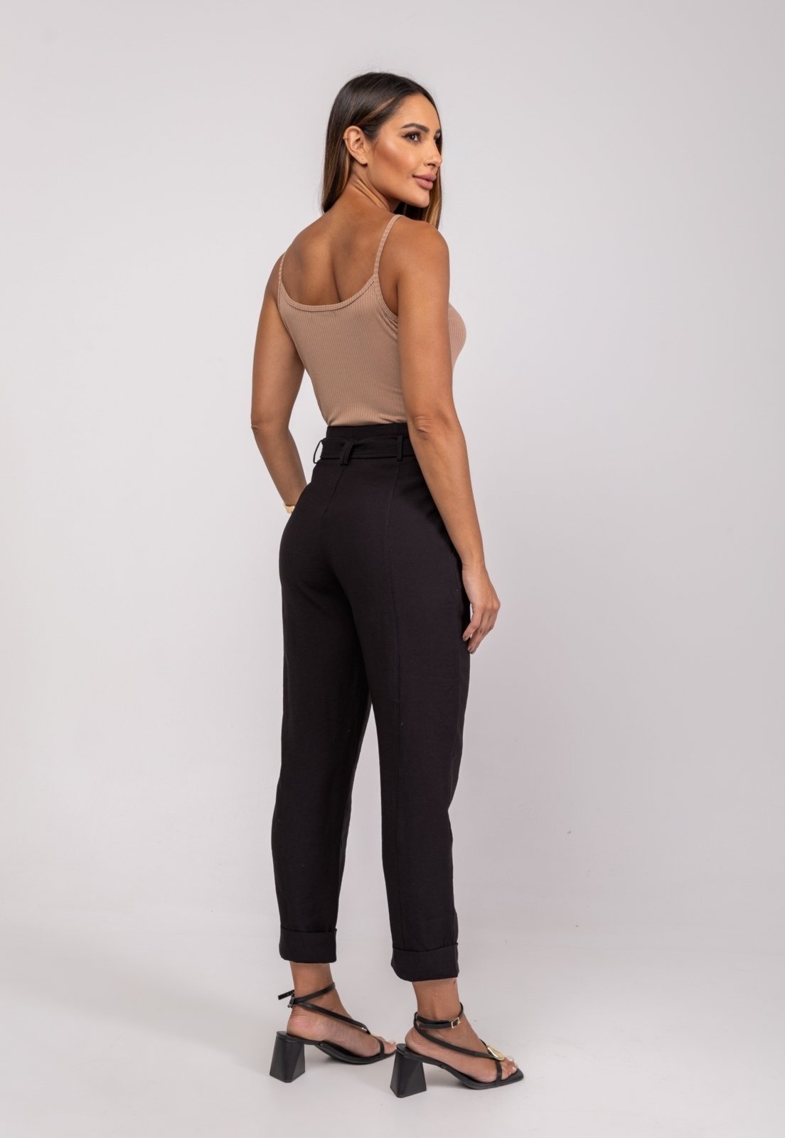 Vista 3 Regata Alcinha Malha Canelada Salvatore Fashion marrom Salvatore Fashion marrom