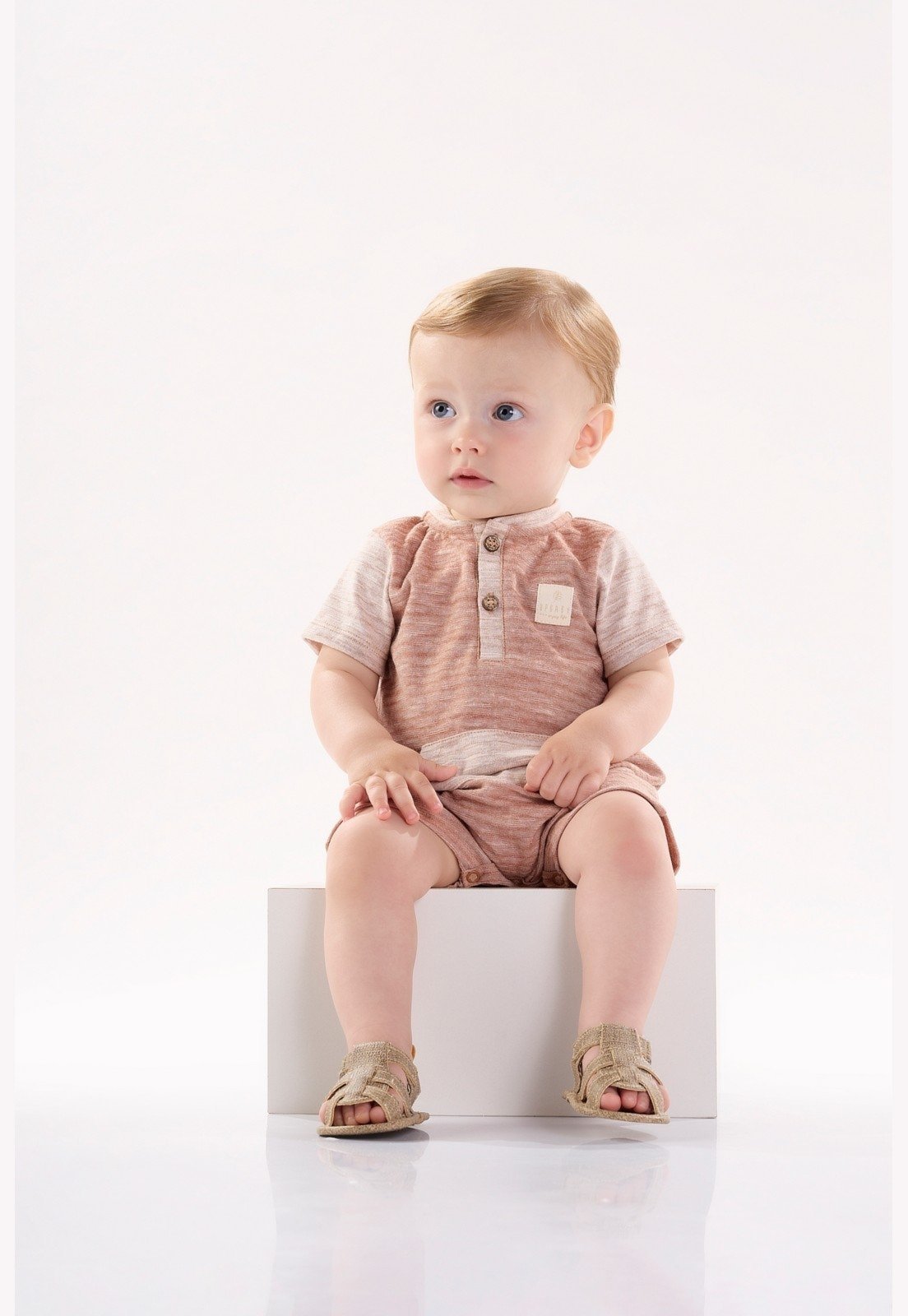 Infantil - Macaquinho para Menino em Malha Mesclada Up Baby Marrom