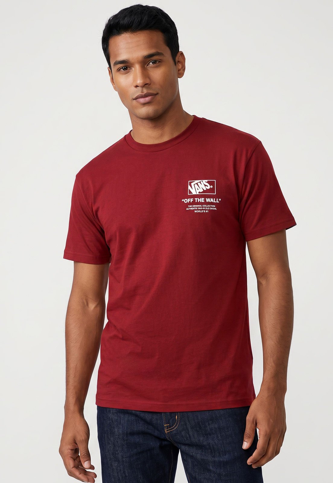 Camiseta Masculina Vans Stacked Hi SS Tee Vermelha