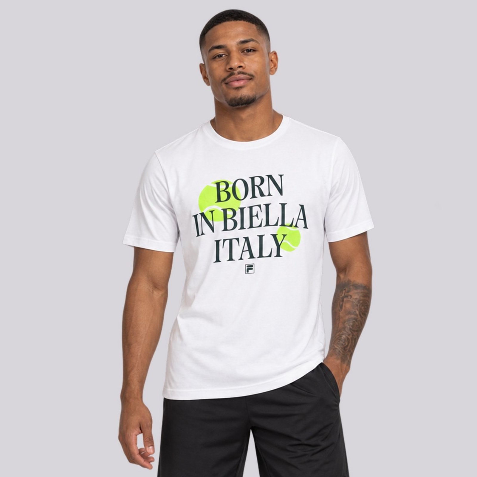 Camiseta Fila Regular Biella Italy Graphic Logo Branca