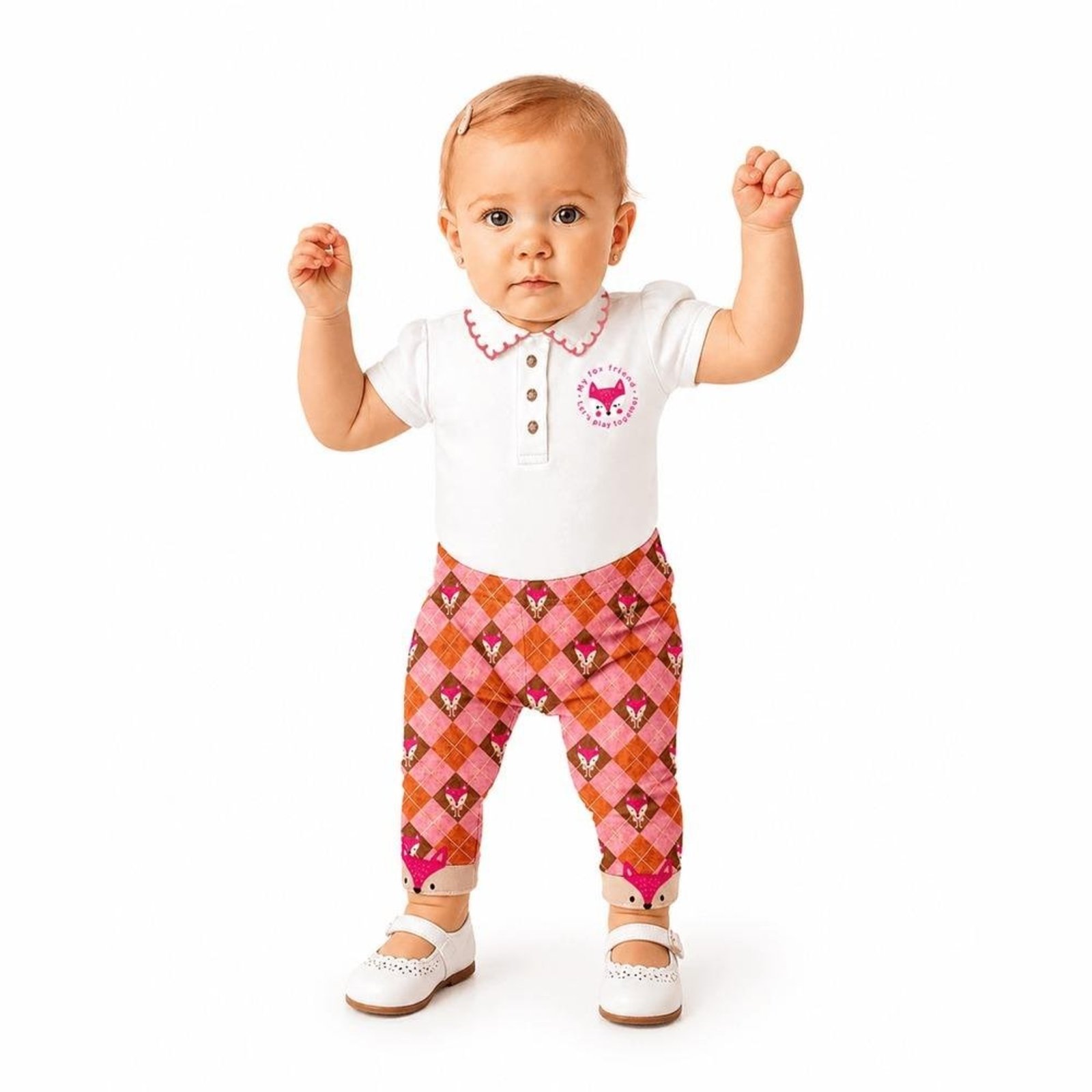 Infantil - Legging Minha Fofura Alphabeto Rosa e Marrom
