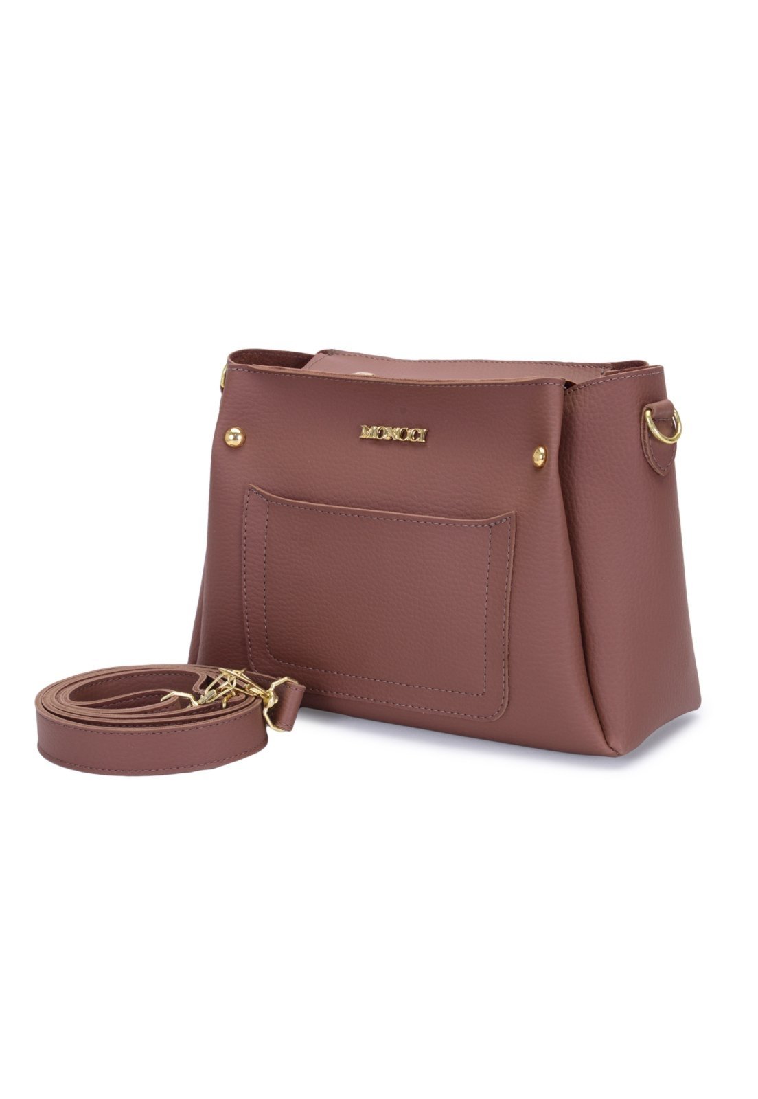 Bolsa Feminina Pequena Moncci Alça Trasversal Marrom Caramelo