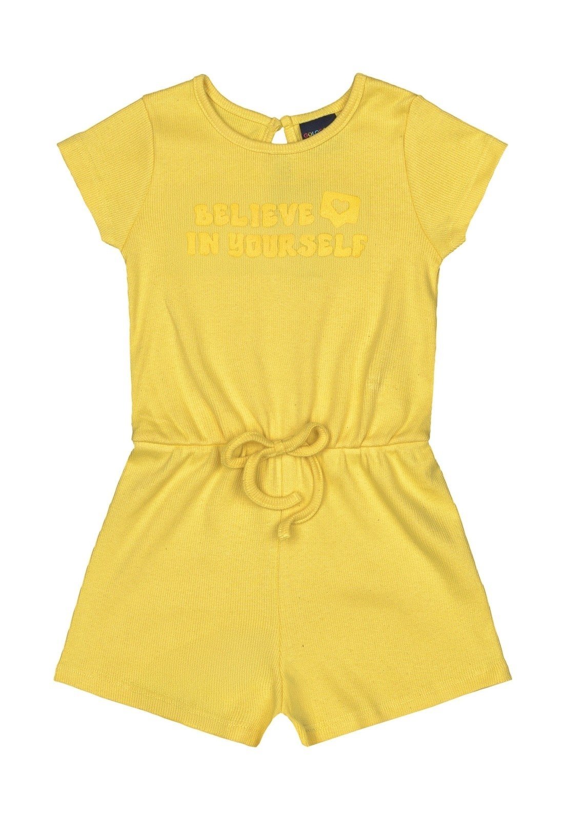 Infantil – Macaquinho em Malha Canelada para Menina Guloseima Amarelo