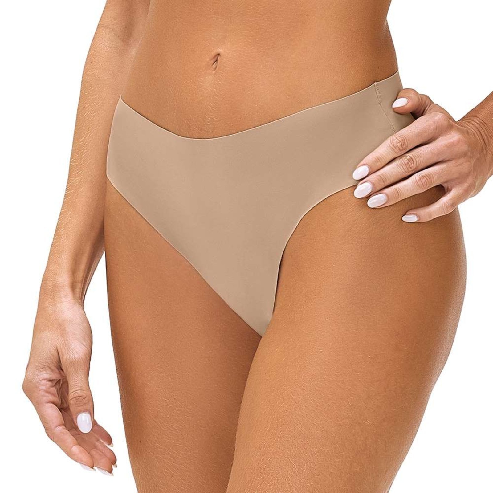 Calcinha Tanga Corte a Laser Bege com Forro de Algodão Zee Rucci