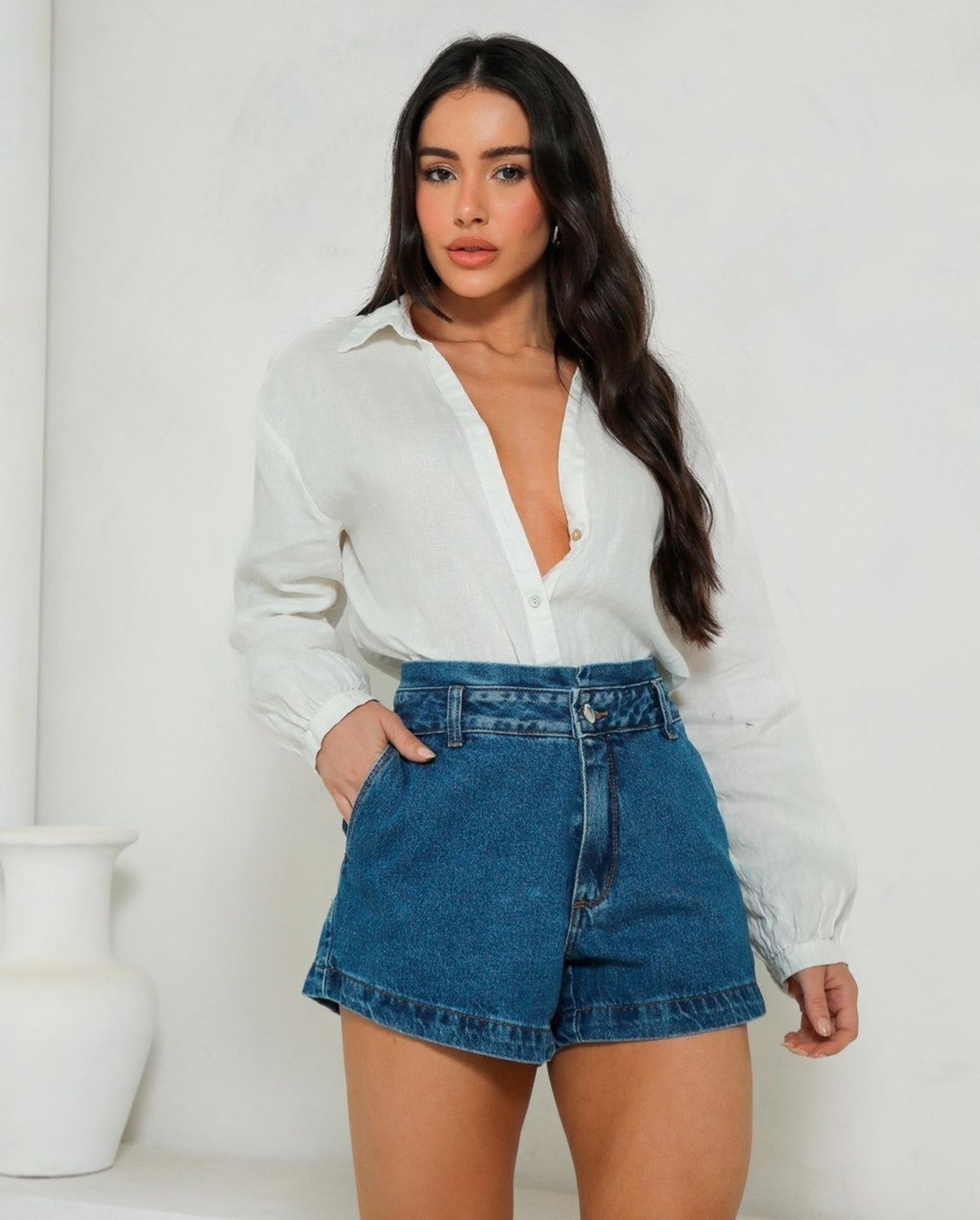 Shorts Jeans Mom Feminino Clochard 25082 Escura Consciência