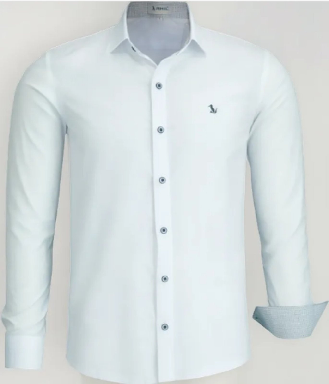 Camisa Social Amil Slim Yondu Misto Macia Fácil de Passar Manga Longa Luxo Branco