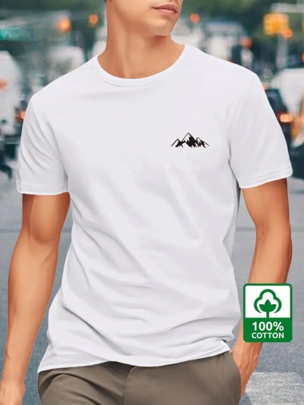 Camiseta Estampada Montanha Safira Moda Algodão Branca