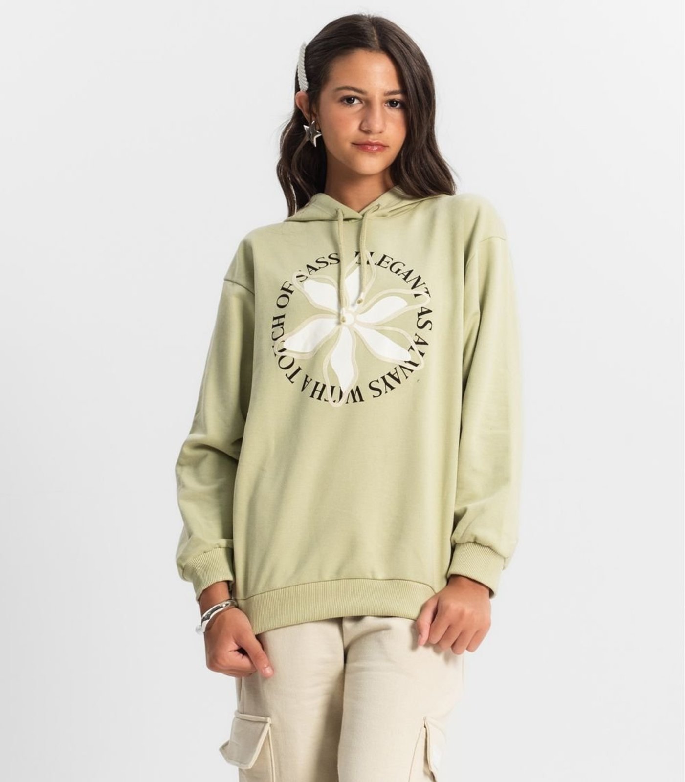 Infantil - Moletom Juvenil Feminino Com Capuz Minty Verde