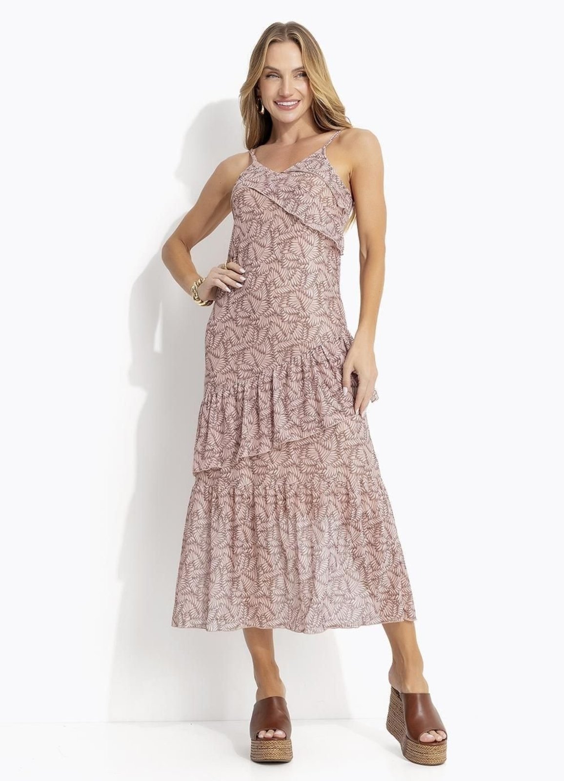 Vista 2 Vestido Em Tule Folhagem Quintess marrom Quintess marrom