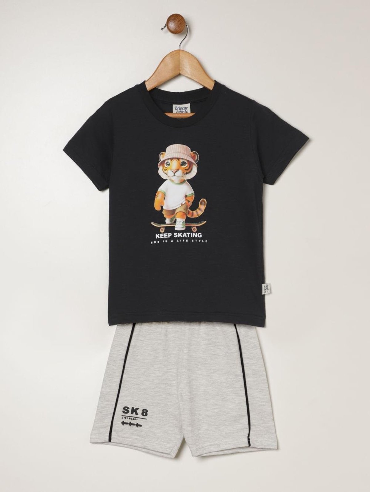 Infantil - Conjunto Curto Para Menino - PRETO