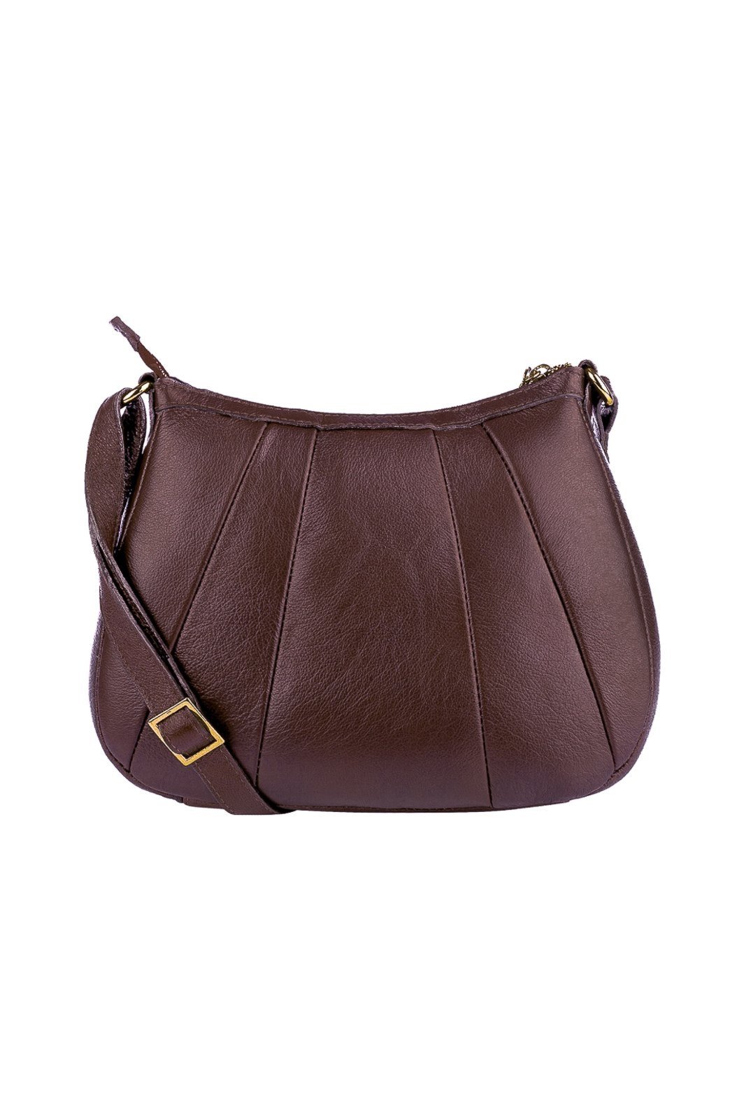 Bolsa transversal em couro liso Greice - Café