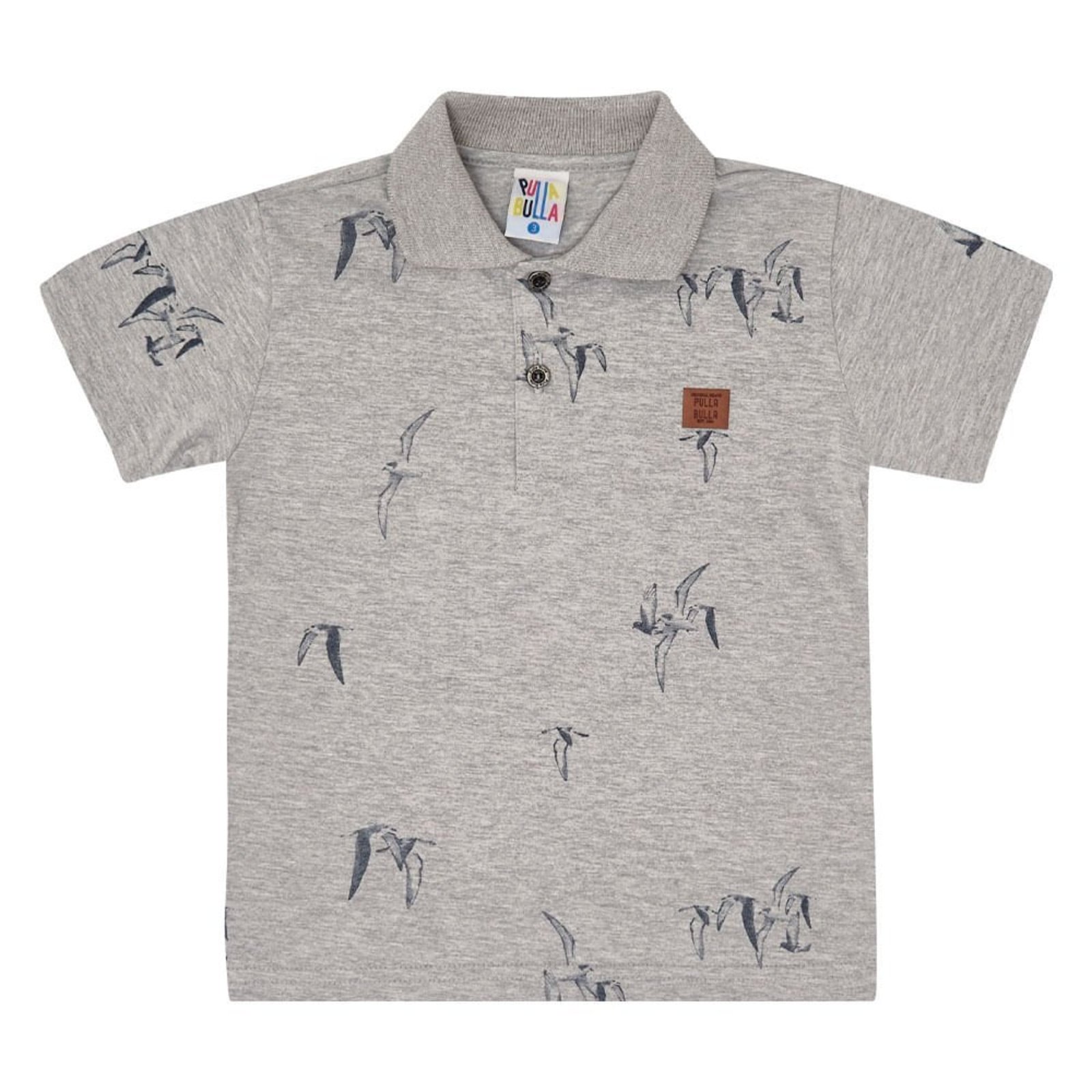 Infantil - Polo Primeiros Passos Menino - Mescla Cinza - 49258-567