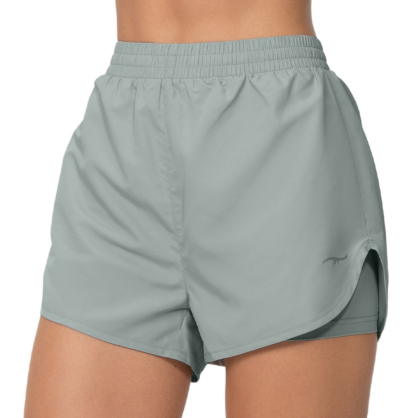 Short Fitness com Bermuda Interna e Bolso Verde Claro