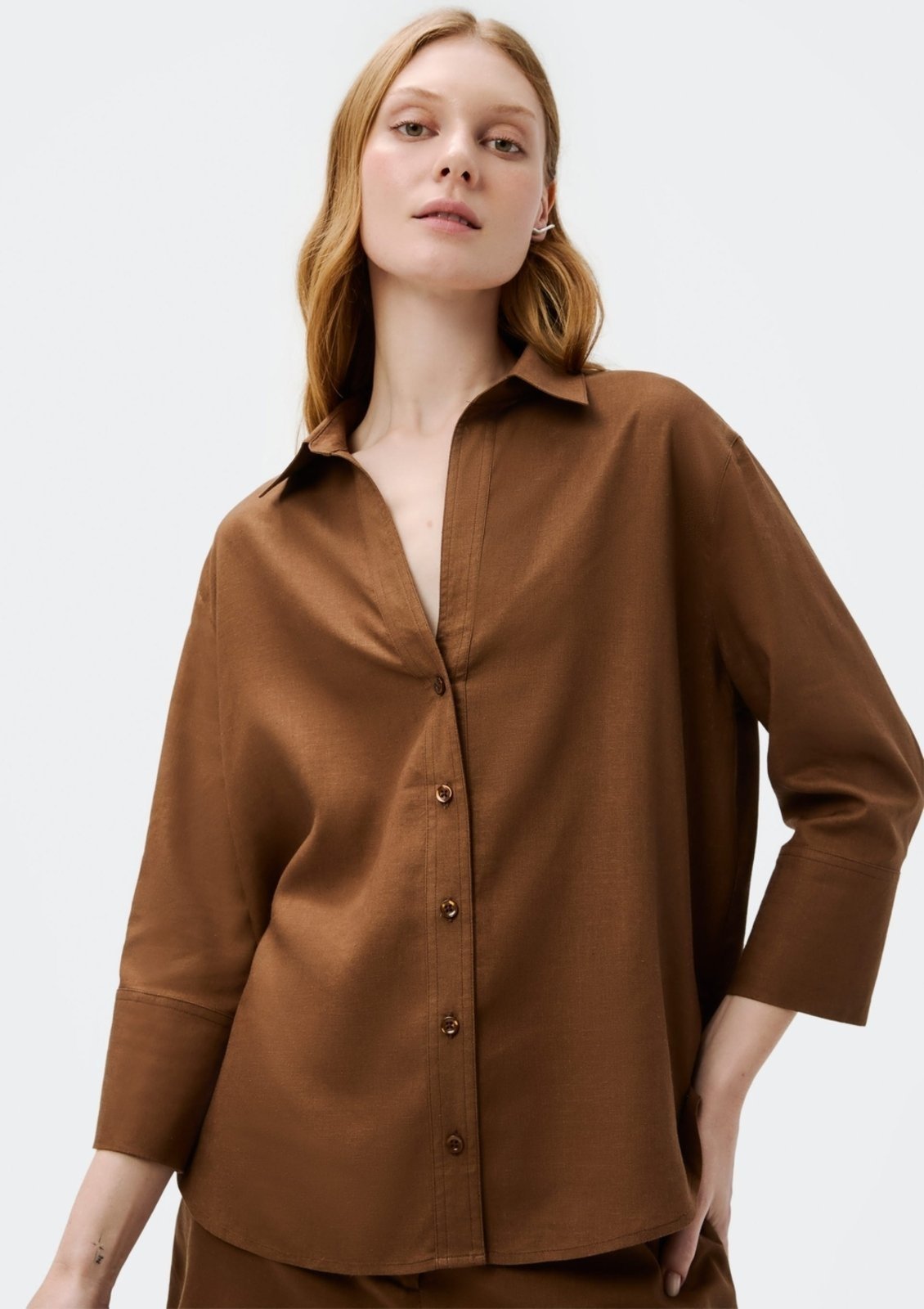 Camisa Feminina Manga 7/8 Com Linho Hering