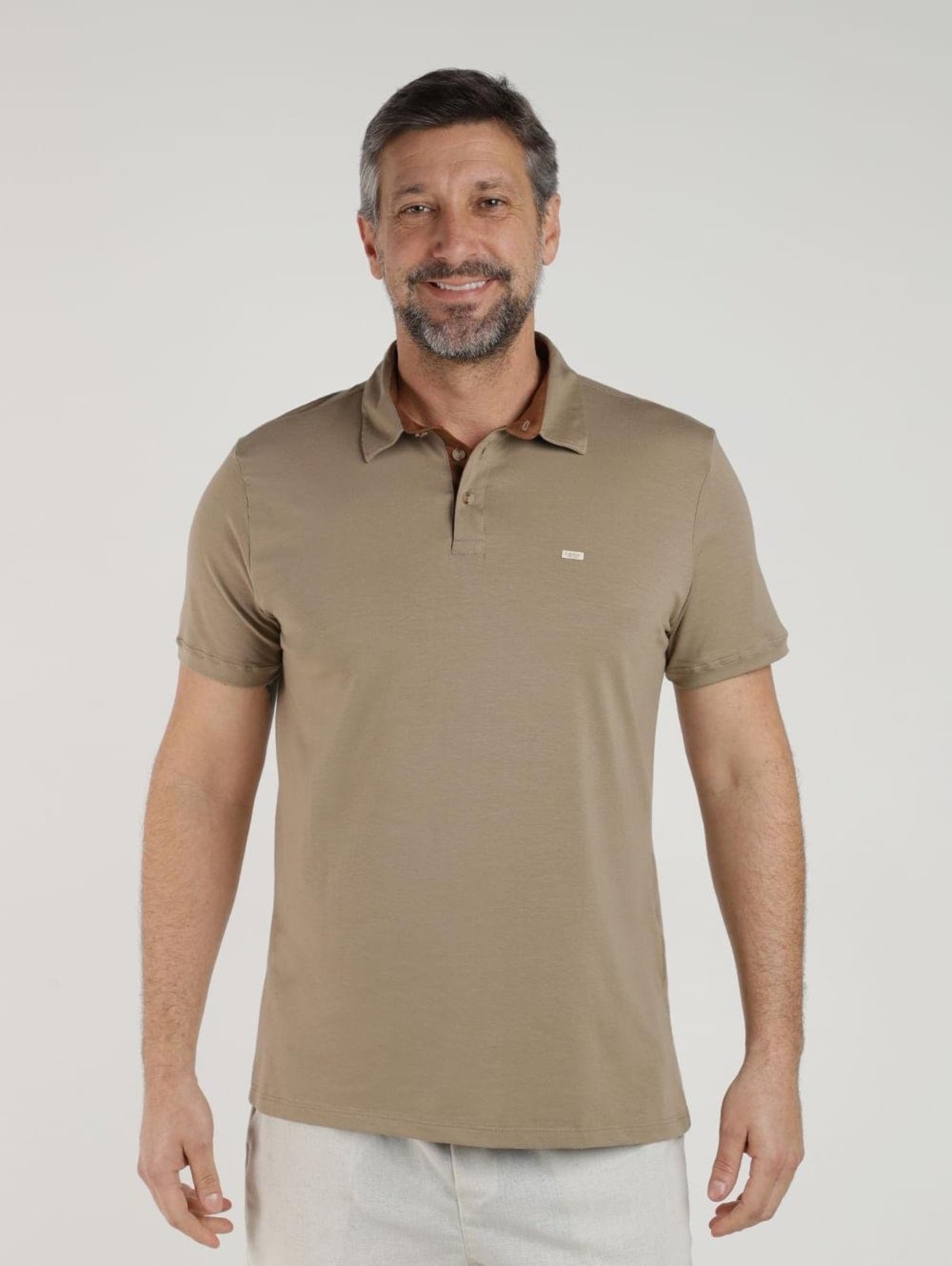Polo Algodão Peruano Manga Curta Elétron Masculina CAQUI