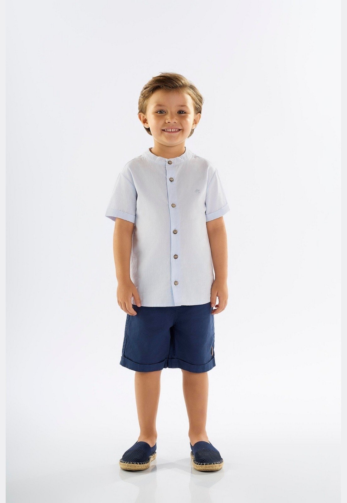 Infantil - Conjunto para Menino com Bata e Bermuda Up Baby Azul