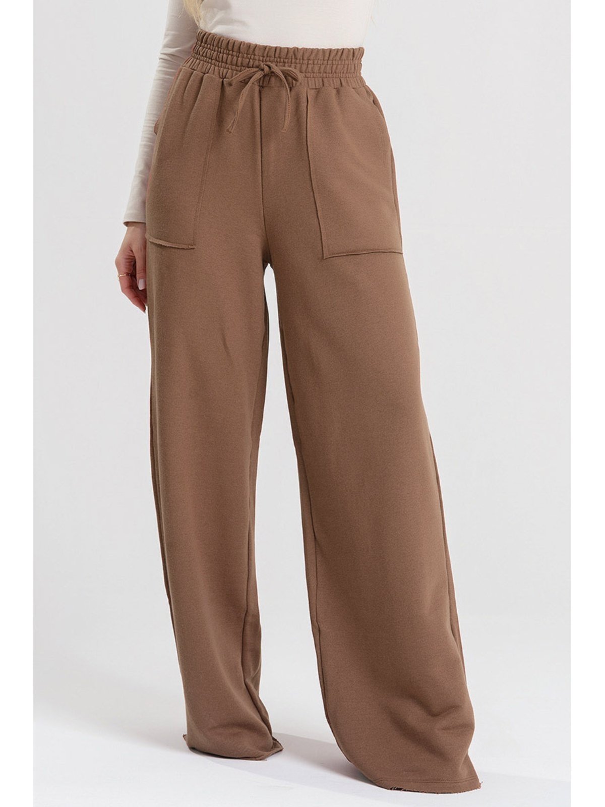 Calça Moletinho Wide Leg Val Marrom