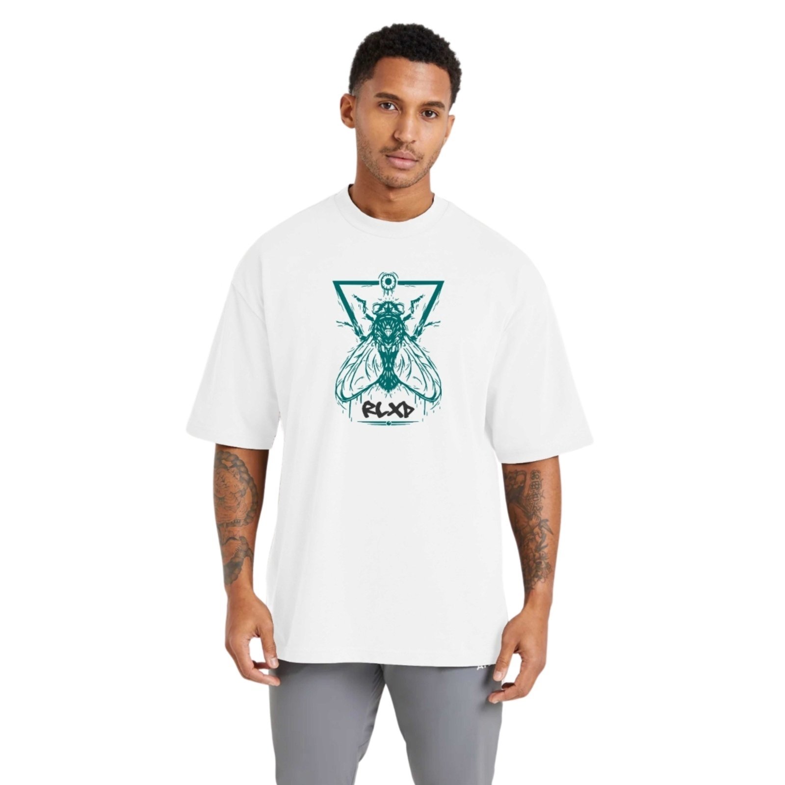 Camiseta Oversized Streetwear de Algodão Masculina Ideal para Academia e Esportes Mosca