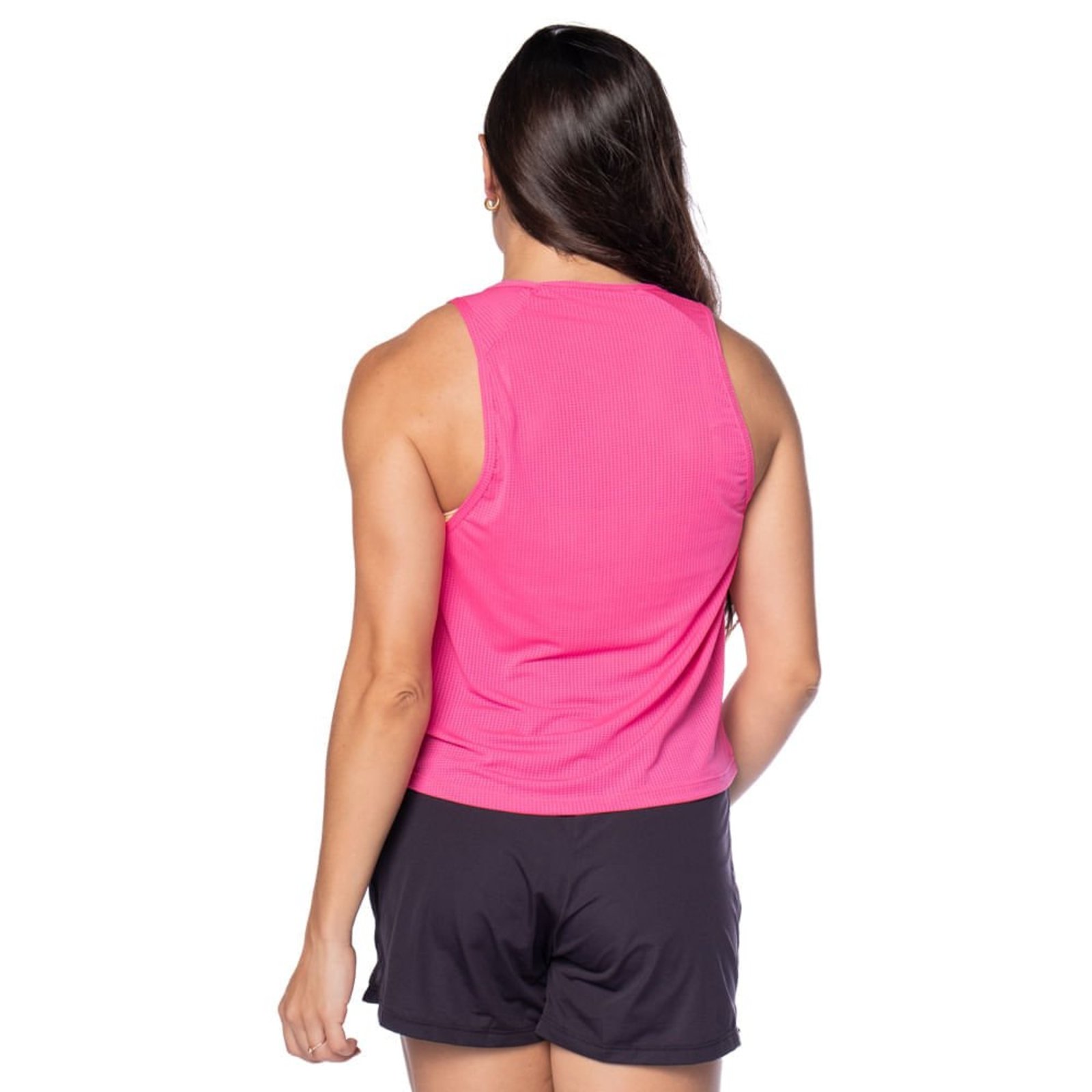 Vista 3 Regata Cropped Feminina Estilo do Corpo Dry Tech Neon rosa Estilo Do Corpo rosa
