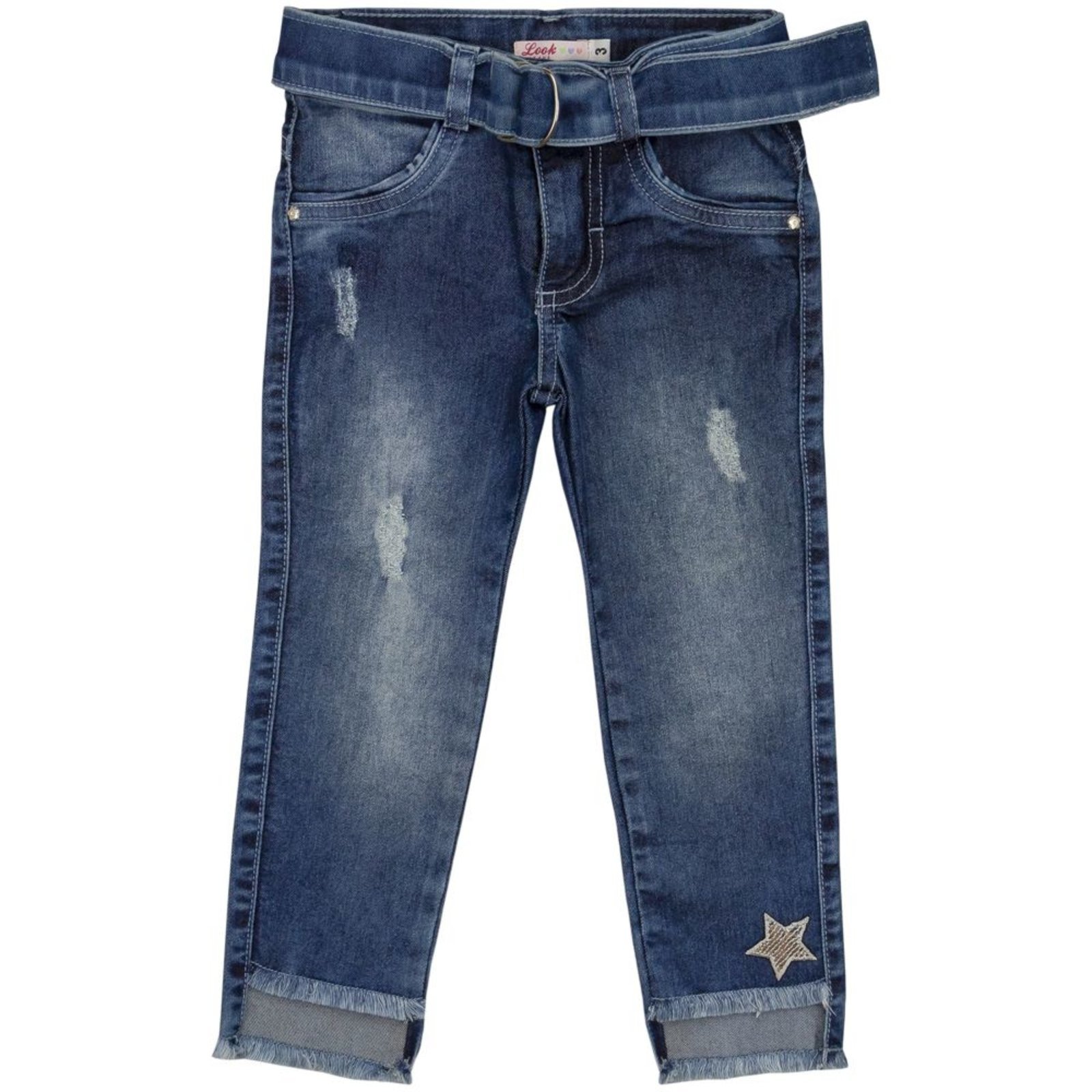 Infantil - Calça Look Jeans Skinny c/ Cinto Jeans