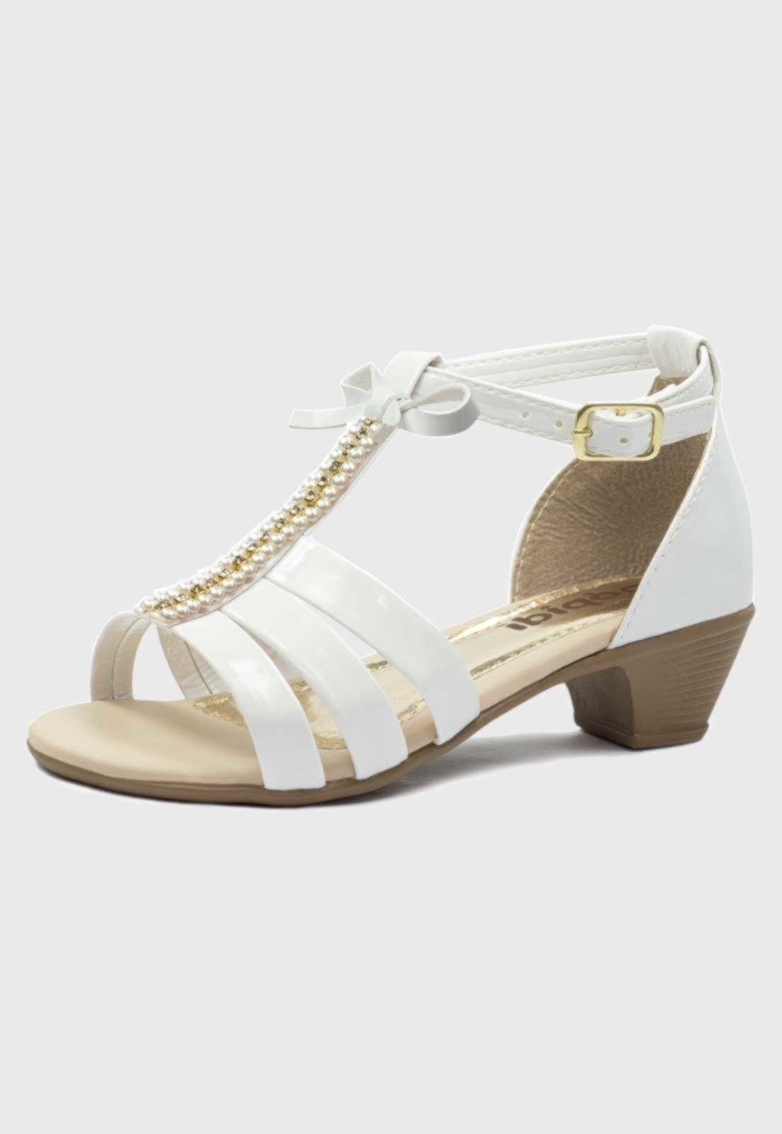 Infantil – Sandália Salto Feminino Pópidi Menina Lacinho Branco