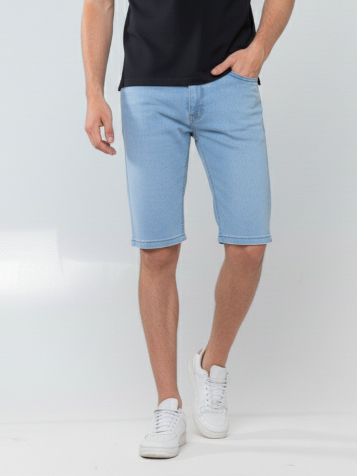 Vista 2 Bermuda Masculina Kovali Delave Básica e Confortável KOVALI FASHION STORE azul/jeans KOVALI FASHION STORE azul/jeans