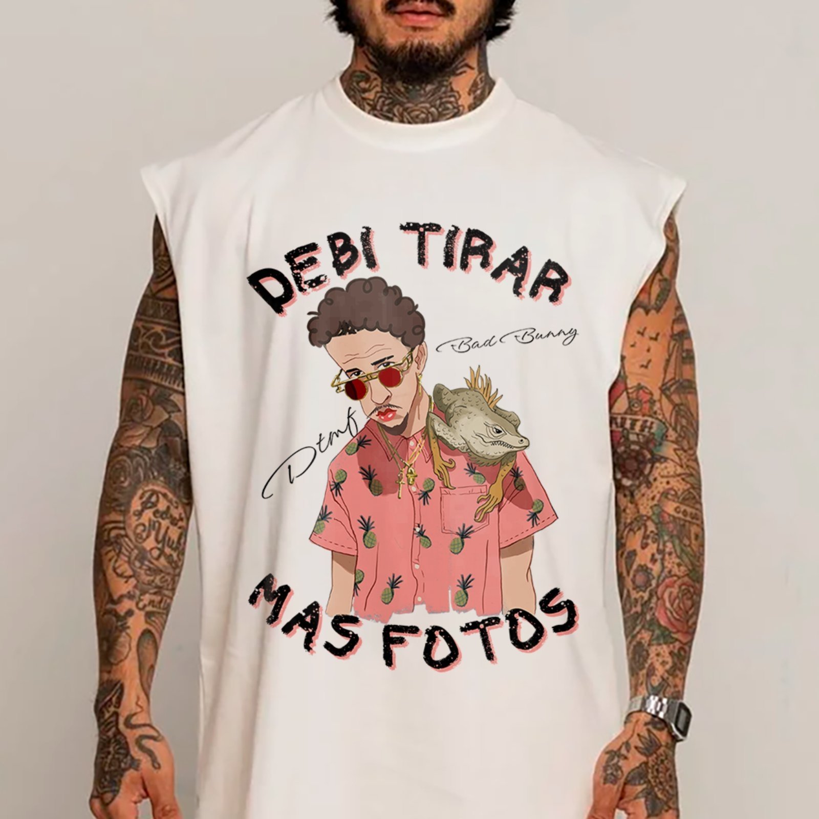 Camiseta Regata Machão Vibe Porto Rico Debi Tirar Mas Fotos Bad Bunny Hype Branco
