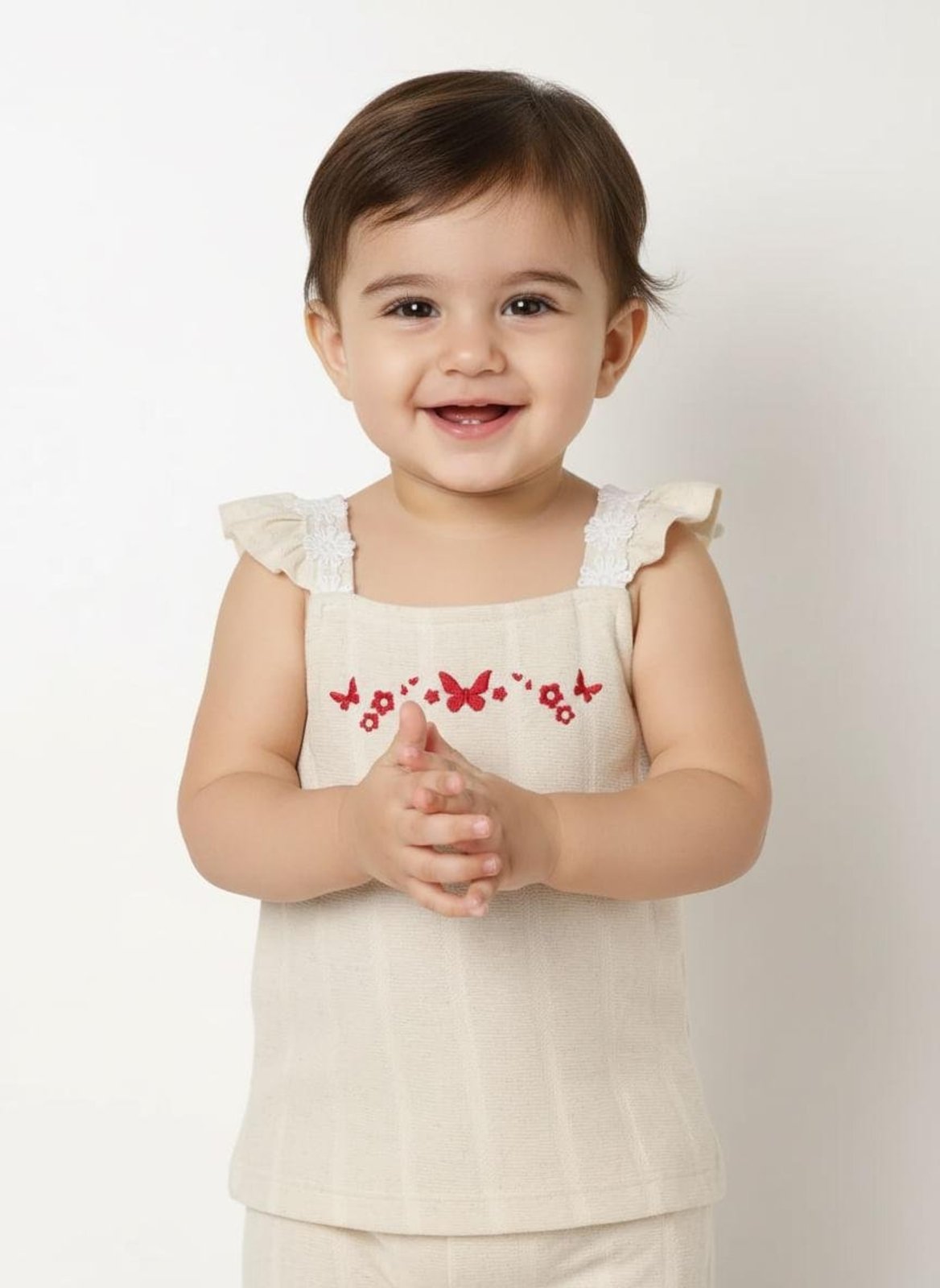 Infantil - Blusa Regata Texturizada Para Menina- BEGE