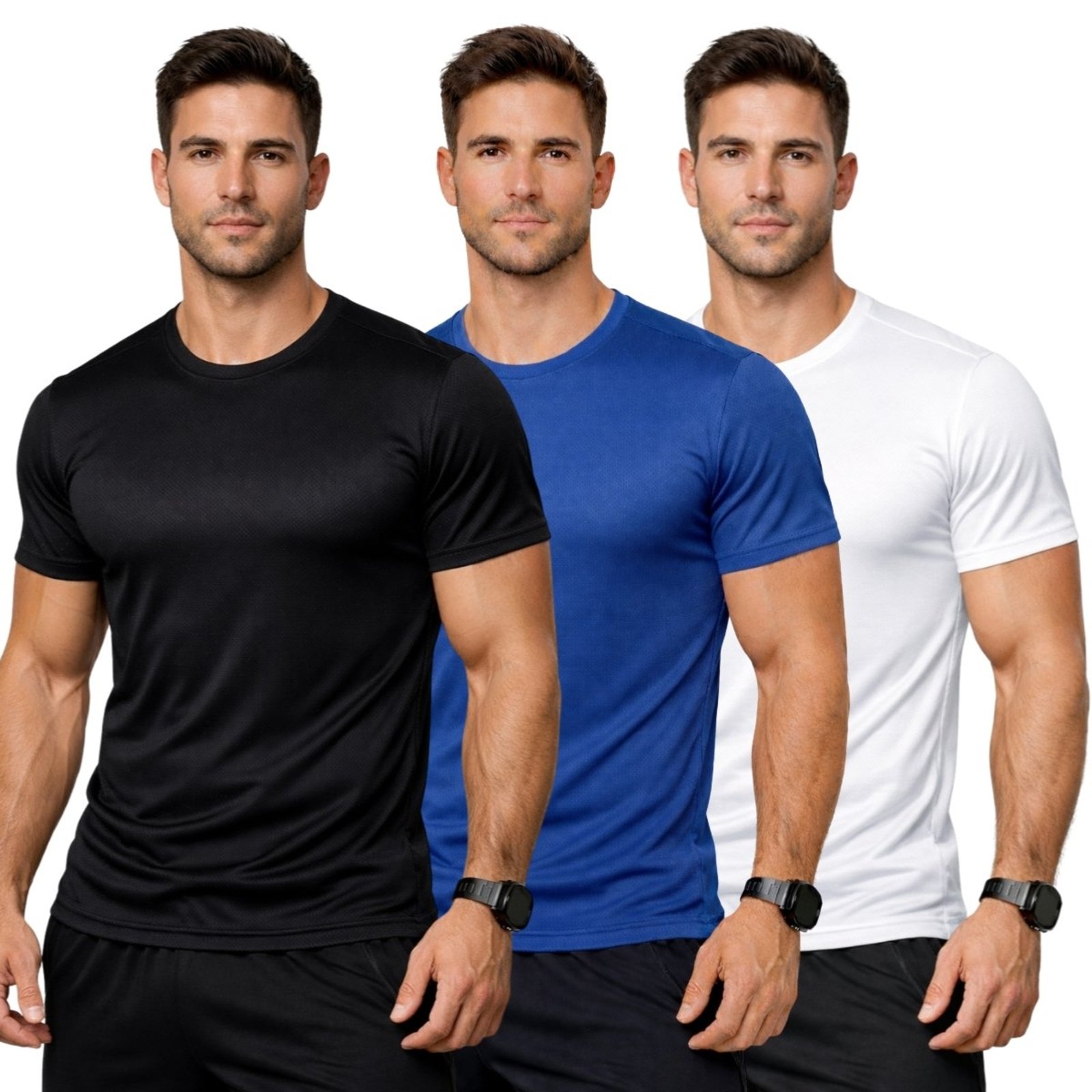 Kit 3 Camisetas Masculinas Dry Fit Esportivas Gola Redonda